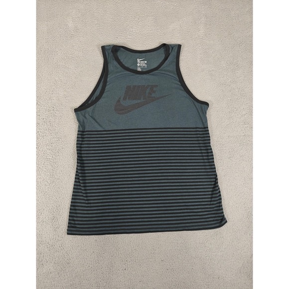 Nike Tank Top Mens XL Gray Tri-Blend Athletic Cut Striped Swoosh 717577-008 - Picture 1 of 11